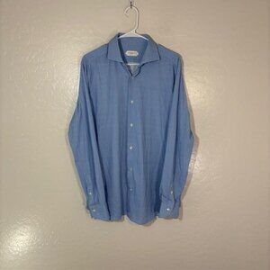Guglielminotti Shirt Mens 15.5 Geometric Pattern Regular Fit Italy Dress